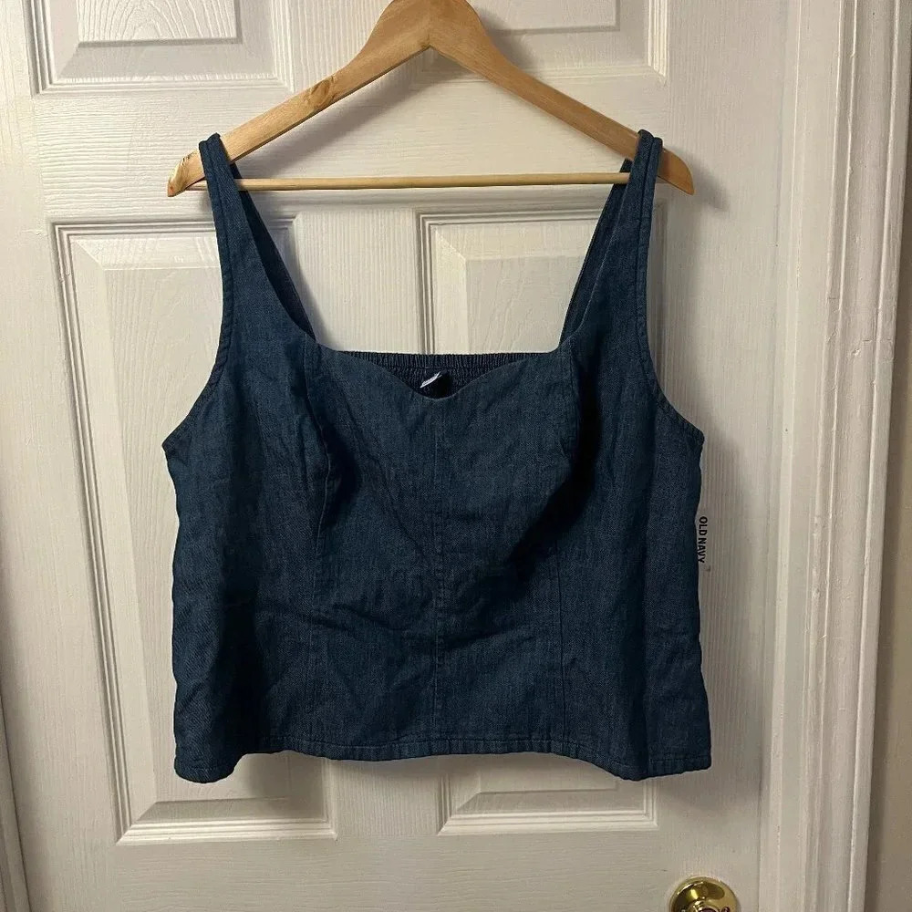 Old Navy Dark Blue Denim Crop Tank Top